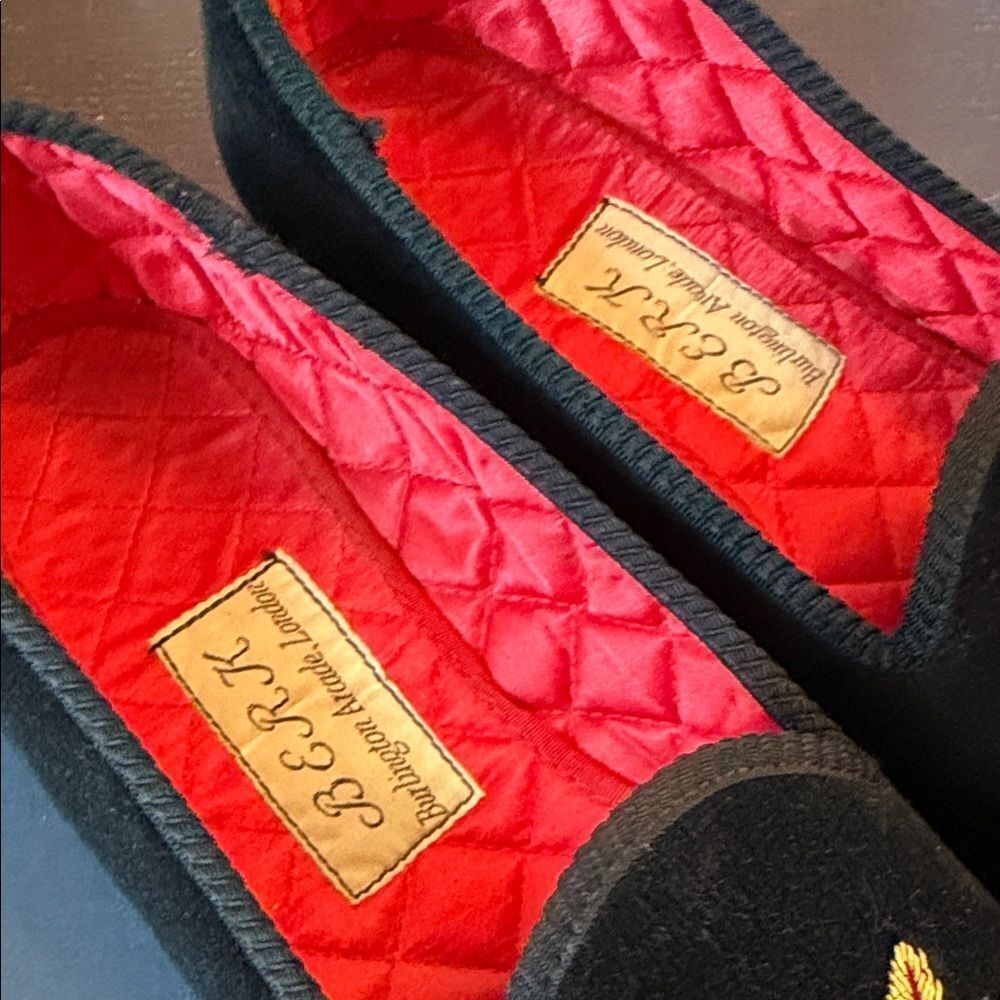 Stubbs & Wootton Black Velvet Loafers with Gold Embroidery - Picture 3 of 8